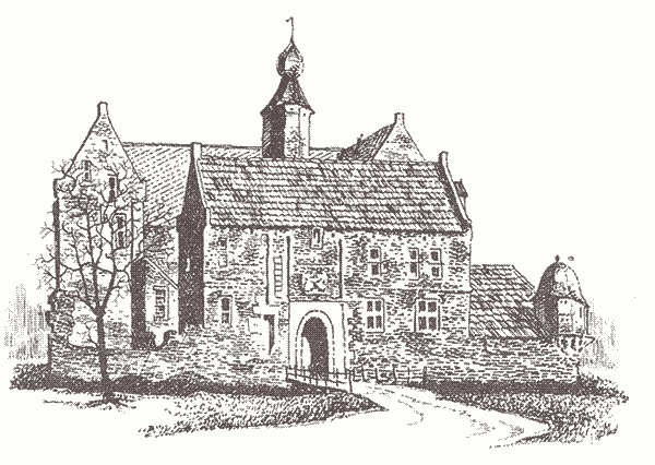 Het herbouwde huis Saterslo na de verwoesting in 1360.